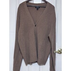 Nordstrom Brand  Timeless Vneck Oversized Cardigan Textured Brown/Taupe Knit XL